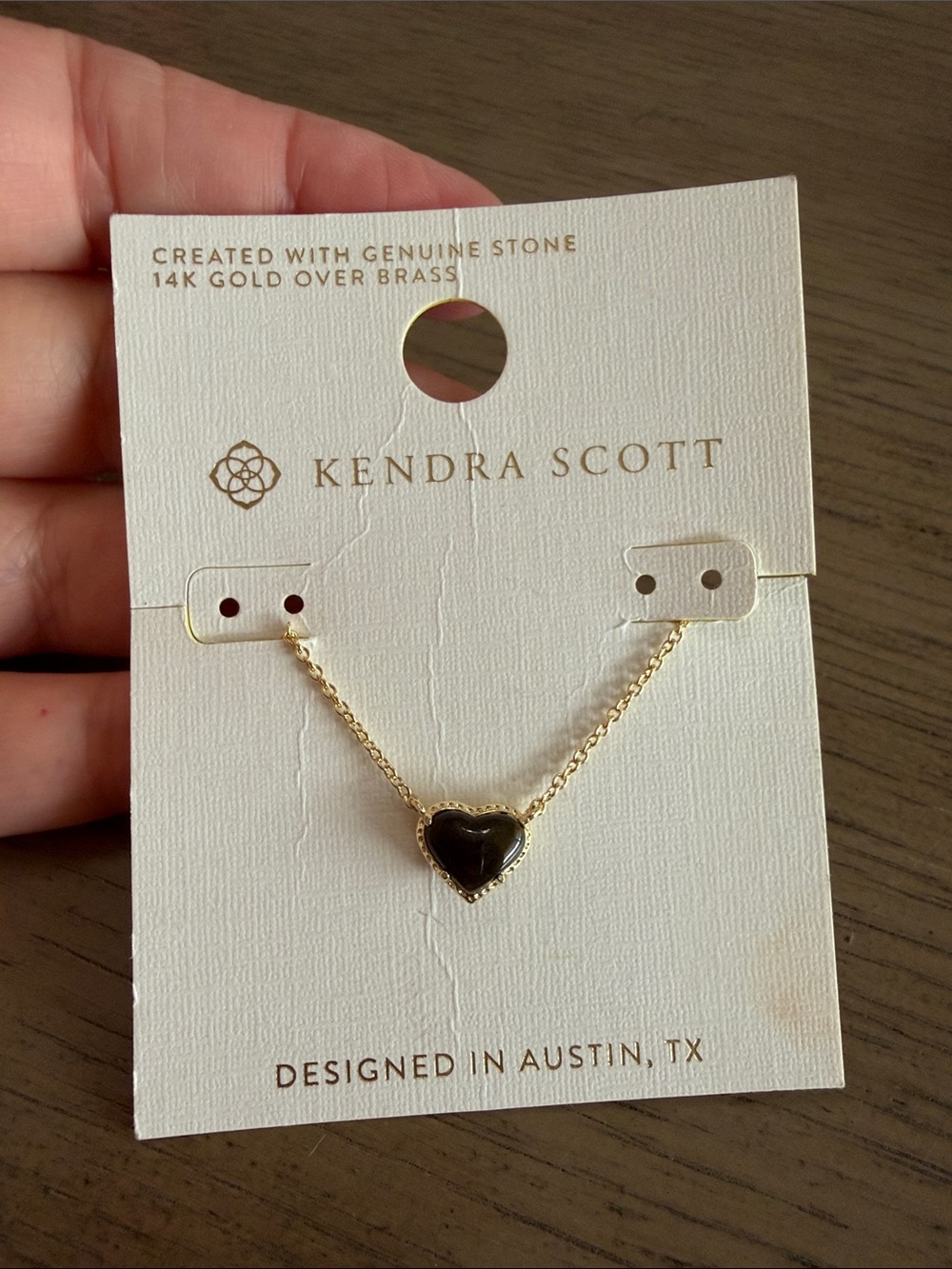 Kendra Scott Gold Heart Necklace with Black Stone